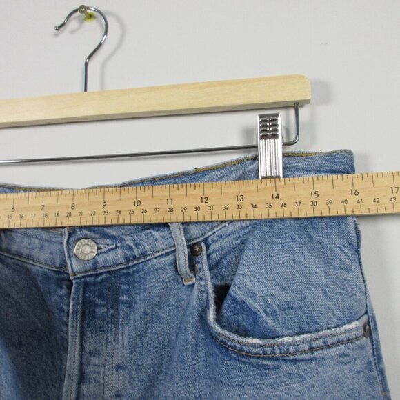 Agolde Riley High Rise Straight Crop Women 31 Blue Cotton Viscose Ripped 684 - Picture 11 of 14